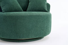 360° Swivel Chair Accent Barrel Chair Swivel Round Upholstered Sofa Chair with 3 Removable Pillows for Living Room, Bedroom, Office and Hotel, High-Resilience Sponge,Green