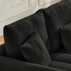 80.7 inch premium Teddy fabric sofa with 3 back pillows and 3 back cushions Solid wood frame 3 seat sofa with oversized upholstered chair for living room, bedroom, apartment and office