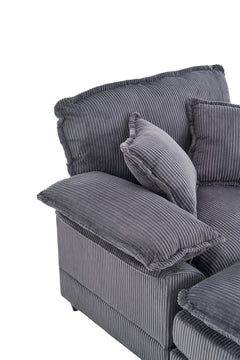 56.3 Inch Corduroy single sofa With  2 toss pillows and a ottoman ,Comfy Sofa- Deep Seat Couch for Living Room