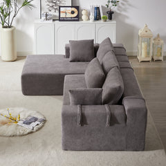 Modern Chenille Upholstered Sectional Sofa Couch Set,Modular 108' L Shaped Sectional Living Room Sofa Set With 6 Pillows,Free Combination Sofa Couch for Living Room,Bedroom(Left Chaise)W834P240001