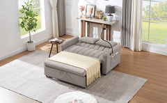 Convertible Sofa Bed Loveseat with USB Ports, Side Pockets, Cup Holders & Swivel Phone Holder, Light Grey Bella Fabric
