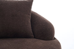 Compression Sponge L-Shape Sectional Sofa with Curved Chaise, Brown Modular Chenille Couch No Assembly Required, 30D High-Density for Living Room Bedroom Apartment Lounge.