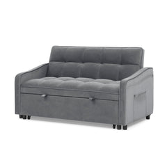 Loveseats Sofa Bed with Pull-out Bed,Adjsutable Back and Two Arm Pocket,TypeC and USB Charging with Copper nail,Grey (47'x53'x31')