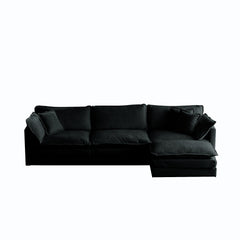 Free Combination Comfy Upholstery Modular Oversized L Shaped Sectional Sofa With Reversible Ottoman, Black Chenille