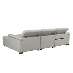 Wall-Hugger Reclining Sofa Modern Electric Control Genuine Leather L Shaped Couch,Lounge Seat Theater Seating Furniture with USB Port, Sofa with Headrest & Footrest for Living Room,Apartment,Office