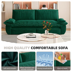 73.2' Queen Pull Out Sofa Bed,3-in-1 Convertible Sleeper Sofa,Multi-Functional Velvet Loveseat Bed,Green(New Sku:W1885S00198/W1885S00231)