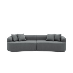 Curved Modular Sectional Sofa in Lamb's Wool Fabric, Modern Minimalist Style, Compressed (No Assembly Required), Comfy for Living Room & Bedroom - Gray