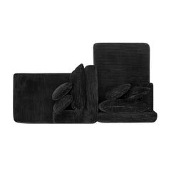 Two-seater lazy sofa lounge chair,Compressed sofa no assembly required, made of velvet fabric, fluffy modern lounge chair, used for indoor living rooms and bedrooms-Black