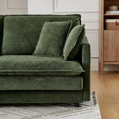 Modern Home Living Room L-Shaped Sectional Sofa Couches with Ottoman, Convertible Oversized 4 Seater Couch Towel Fabric, Green