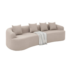 Curved Modular Sectional Sofa in Lamb's Wool Fabric, Modern Minimalist Style, Compressed (No Assembly Required), Comfy for Living Room & Bedroom - Brown