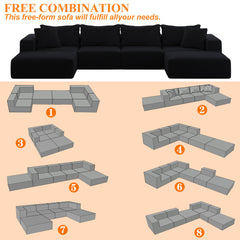 Oversized sponge cloud sofa,Modern Upholstered Sectional Sofa Couch Set,Modular 162' L Shaped Sectional Living Room Sofa Set With 6 Pillows,Free Combination Sofa Couch for Living Room,Bedroom