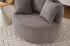 360° Swivel Chair Accent Barrel Chair Swivel Round Upholstered Sofa Chair with 3 Removable Pillows for Living Room, Bedroom, Office and Hotel, High-Resilience Sponge,Grey