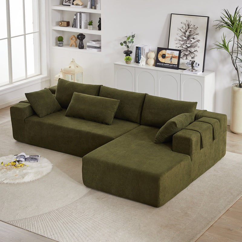 Modern Chenille Upholstered Sectional Sofa Couch Set,Modular 108' L Shaped Sectional Living Room Sofa Set With 6 Pillows,Free Combination Sofa Couch for Living Room,Bedroom(Right Chaise)W834P240007