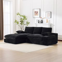99*69' Modular Sectional Living Room Sofa Set, Modern Minimalist Style Couch, Upholstered Sleeper Sofa for Living Room, Bedroom, 2 PC Free Combination, Installation-free Sofa, L-Shape, Black