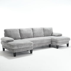 [VIDEO provided][New]U-Shaped Couch with Oversized Seat,4-Seat Sofa  with Double Chaise,Comfortable and spacious indoor furniture for Living Room,Apartment