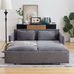 MH'' 64.5 Inch Sleeper Sofa Bed  3-in-1 Adjustable Sleeper with Pullout Bed   2 Pillows and Side Pockets  Soft Corduroy Convertible Sleeper Sofa Bed for Living Room Bedroom Apartment Office