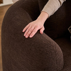 Compression Sponge L-Shape Sectional Sofa with Curved Chaise, Brown Modular Chenille Couch No Assembly Required, 30D High-Density for Living Room Bedroom Apartment Lounge.