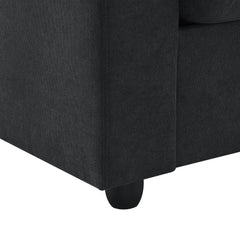 Modern Sectional Sofa with Convertible Ottoman and 2 Free Pillows, L-shaped 4-Seat Polyester Fabric Couch Set, Black