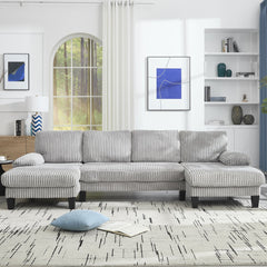 [VIDEO provided][New]U-Shaped Couch with Oversized Seat,4-Seat Sofa  with Double Chaise,Comfortable and spacious indoor furniture for Living Room,Apartment