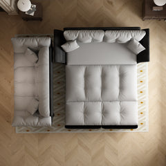 74.8' Queen Pull Out Sofa Bed, 3-in-1 Convertible Sleeper Tufted Sofa with 2 Soft Pillows,Multi-Functional Velvet Loveseat Bed,Grey(New Sku:W1885S00170/W1885S00218)
