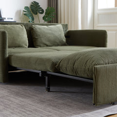 MH'' 64.5 Inch Sleeper Sofa Bed  3-in-1 Adjustable Sleeper with Pullout Bed   2 Pillows and Side Pockets  Soft Corduroy Convertible Sleeper Sofa Bed for Living Room Bedroom Apartment Office