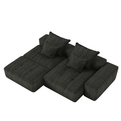 Modern Oversized Modular Sectional Sofa with Ottoman, Seat, Chaise lounge and Armrest, Sparkling Chenille Fabric Soft Cushion Sofa with 4 Pillows,4 PCS DIY Combination Tufted Sofa,No Assembly Required