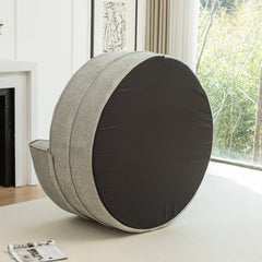 Modern Oversized Blue Round Barrel Accent Chair with Ottoman - Velvet Upholstered Lounge Armchair with 5 Pillows for Living Room or Bedroom