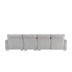 Modern Oversized L-shaped Sectional Sofa with Chaise and Free Pillows, Chenille Fabric, 119*55 Inches, Light Gray