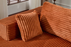 Compression Sectional Couch with Comfy Chaise, Boneless L Shape Sofa with Deep Seat, Minimalist Modular Couches Sleeper for Living Room Bedroom Apartment Lounge,corduroy,Brown