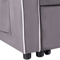 1 multifunctional foldable sofa bed in 3 different lengths, modern sofa, upgraded suede fabric, adjustable backrest, with USB port, ashtray, and rotating telephone stand