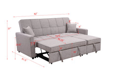 83' Oversized Upholstered Sofa Bed W/Pull Out Couch Bed & Adjustable Backrest,3 Seaters Sofa & Couch Convertible Sleep Sofabed for Home Apartment Living Room,Light Gray