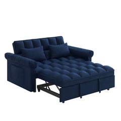 Loveseats Sofa Bed with Pull-out Bed,Adjsutable Back-Blue