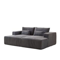87' Oversized Sectional Lounge Chaise ,No Assembly Required,Cloud Plush Loveseat with Reclining Sofa Bed,Fluffy Modern Sleeper Chair for Indoor Living Room Bedroom