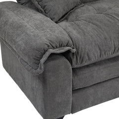 84' Chenille Sofa Small Sofa Loveseat Deep Seat Sofa Couch with 2 Throw Pillows & Memory Foam for Living Room Apartment Office Lounge-Grey