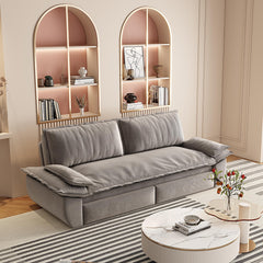 73.2' Queen Pull Out Sofa Bed,3-in-1 Convertible Sleeper Sofa,Multi-Functional Velvet Loveseat Bed,Grey(Old Sku:W1885S00051;New Sku:W1885S00229)