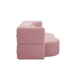 Modern Floor Sofa with 2 Pillows,Convertible Teddy Fabric Foam Filled Sleeper Sofa Bed,15 ' Full Size Folding Mattress for Living Room,Guest Bed,Playroom,No Assembly Required,Pink