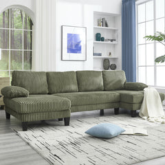 [VIDEO provided][New]U-Shaped Couch with Oversized Seat,4-Seat Sofa  with Double Chaise,Comfortable and spacious indoor furniture for Living Room,Apartment
