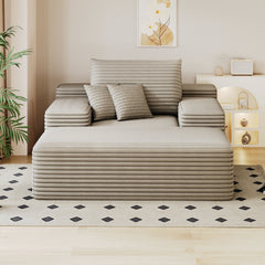 68'*51' Chaise Lounge Chair Indoor, Oversized Upholstered Sofa Bed, Sleeper Couch Reading Chairs Fluffy Plush Faux Fur Cloud Sofas Couches for Living Room,Camel