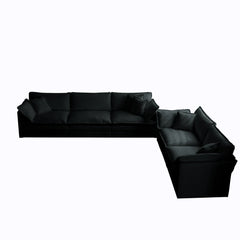 Sofa Set of 2 Chenille Couch, 2+3 Seater Sofa Set Deep Seat Sofa, Modern Sofa Set for Living Room, Black Chenille