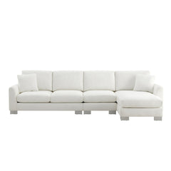 Modern Oversized L-Shaped Sectional Sofa with Chaise and Free Pillows, Chenille Upholstery, 119*55'