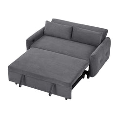 Modern Convertible Pull-out Sofa Bed with USB Ports, Dark Grey Corduroy, 57.48'