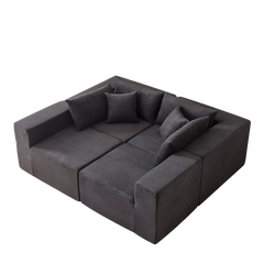 104-Inch Corduroy  Modular L Shaped Sectional Sofa,Luxury Floor Couch Set,Upholstered Indoor Furniture,Foam-Filled Compressed Sofa for Living Room,Bedroom,4 PC Free Combination