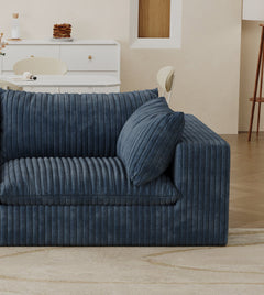 Cloud Sofa,Corduroy Fabric,Deep Seat Couches,Double-layer design,Removable  Cushion,No Assembly, DIY Combination for Living room, Bedroom,Conference room ,Apartment,Blue
