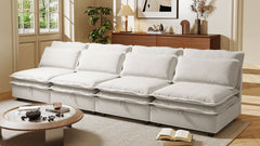 U_Style Double-Layer Cushion Modular Sofa, Freely Combinable, 4-Seater with Storage Function, Includes 4 Soft Cushions, Perfect for Living Rooms, Offices, and Apartments