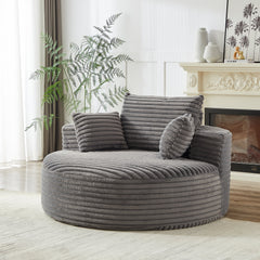 55''L Corduroy Sponge single sofa,No Assembly Required,Fluffy Modern Sleeper Chair for Living room, Bedroom, Lounge and Projection Room(Not a swivel chair.)