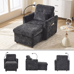 Multifunctional Lazy Person Sofa Recliner with Storage Backrest and Cell Phone Bracket in Chenille for Living Room or Bedroom