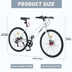 7 Speed Hybrid bike Disc Brake 700C Road Bike For men women's City Bicycle