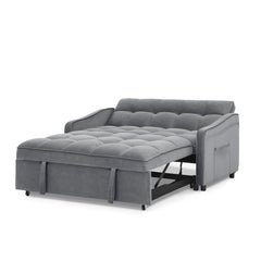 Loveseats Sofa Bed with Pull-out Bed,Adjsutable Back and Two Arm Pocket,TypeC and USB Charging with Copper nail,Grey (47'x53'x31')
