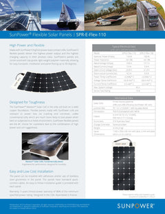 Full Battery Sunpower 100W Flexible Solar Panel with Maxeon Technology cells spr-e-flex-100