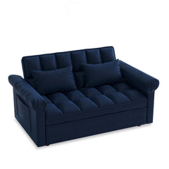Loveseats Sofa Bed with Pull-out Bed,Adjsutable Back-Blue